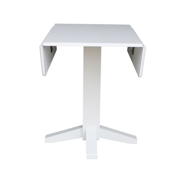 International Concepts Round 36 in Square Dual Drop Leaf Dining Table, White, 36 in W, 36 in L, 30 in H, Wood, White - T08-36SDP