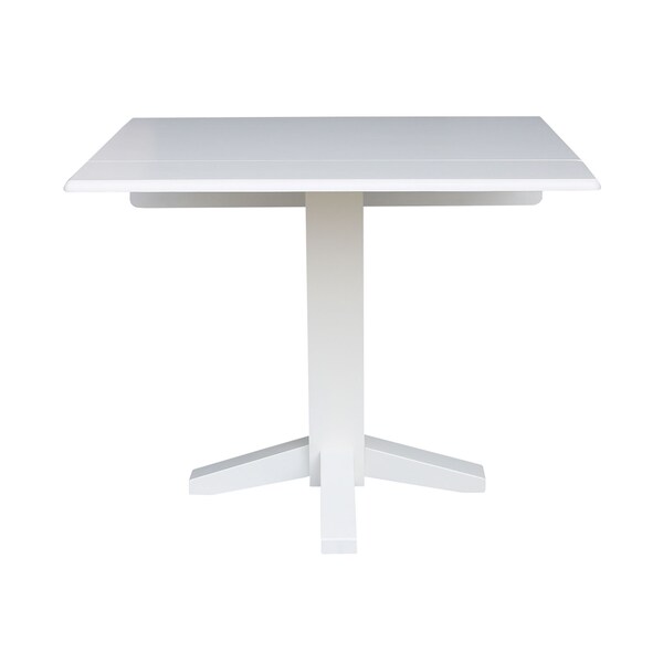 International Concepts Round 36 in Square Dual Drop Leaf Dining Table, White, 36 in W, 36 in L, 30 in H, Wood, White - T08-36SDP