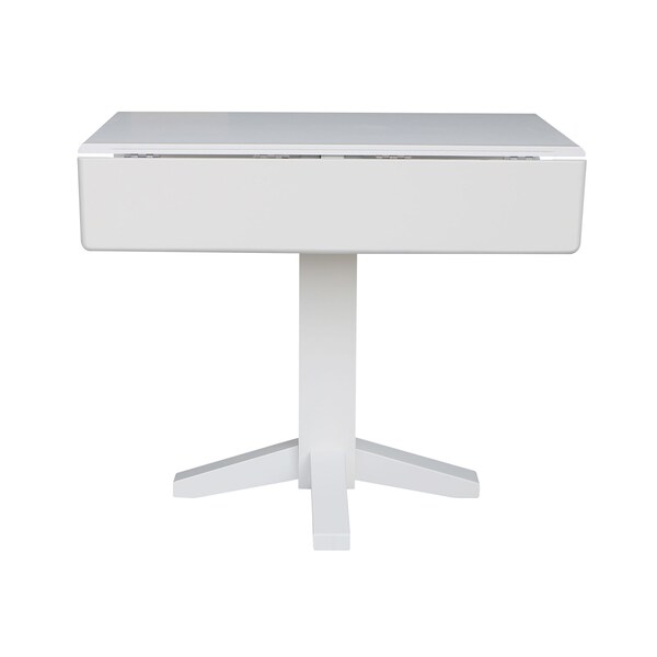 International Concepts Round 36 in Square Dual Drop Leaf Dining Table, White, 36 in W, 36 in L, 30 in H, Wood, White - T08-36SDP