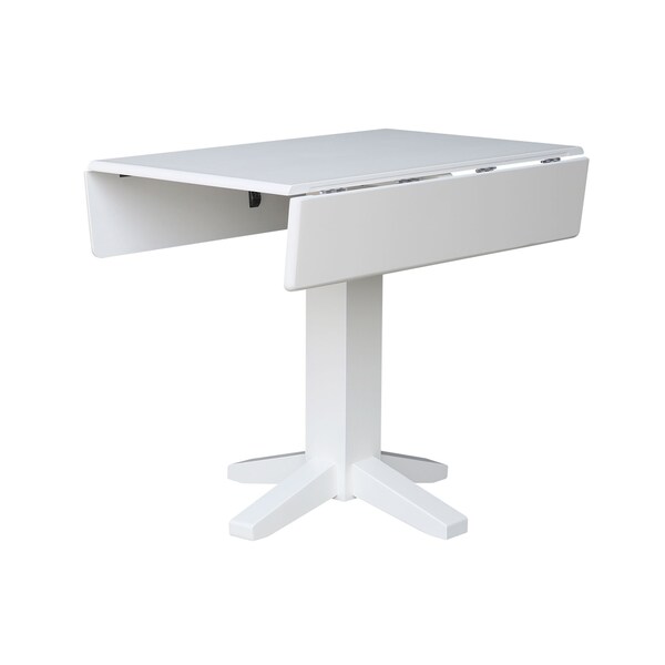 International Concepts Round 36 in Square Dual Drop Leaf Dining Table, White, 36 in W, 36 in L, 30 in H, Wood, White - T08-36SDP