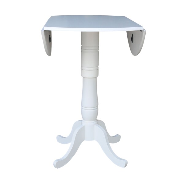 International Concepts Round 42, Round dual drop Leaf Pedestal Table, 41.5  inH, White, 42 in W, 42 in L, 41.5 in H, Wood - K08-42DPT-6B-2