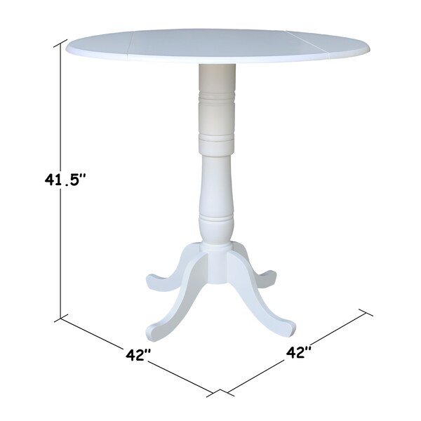 International Concepts Round 42, Round dual drop Leaf Pedestal Table, 41.5  inH, White, 42 in W, 42 in L, 41.5 in H, Wood - K08-42DPT-6B-2