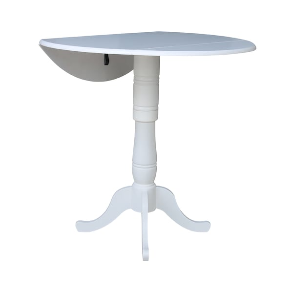International Concepts Round 42, Round dual drop Leaf Pedestal Table, 41.5  inH, White, 42 in W, 42 in L, 41.5 in H, Wood - K08-42DPT-6B-2