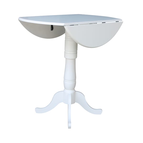 International Concepts Round 42, Round dual drop Leaf Pedestal Table, 41.5  inH, White, 42 in W, 42 in L, 41.5 in H, Wood - K08-42DPT-6B-2