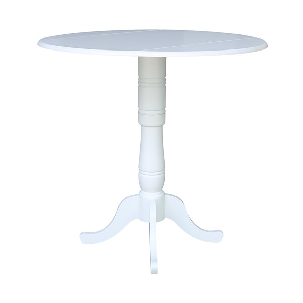 International Concepts Round 42, Round dual drop Leaf Pedestal Table, 41.5  inH, White, 42 in W, 42 in L, 41.5 in H, Wood - K08-42DPT-6B-2
