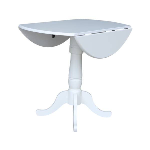 International Concepts Round 42, Round dual drop Leaf Pedestal Table, 41.5  inH, White, 42 in W, 42 in L, 41.5 in H, Wood - K08-42DPT-6B-2