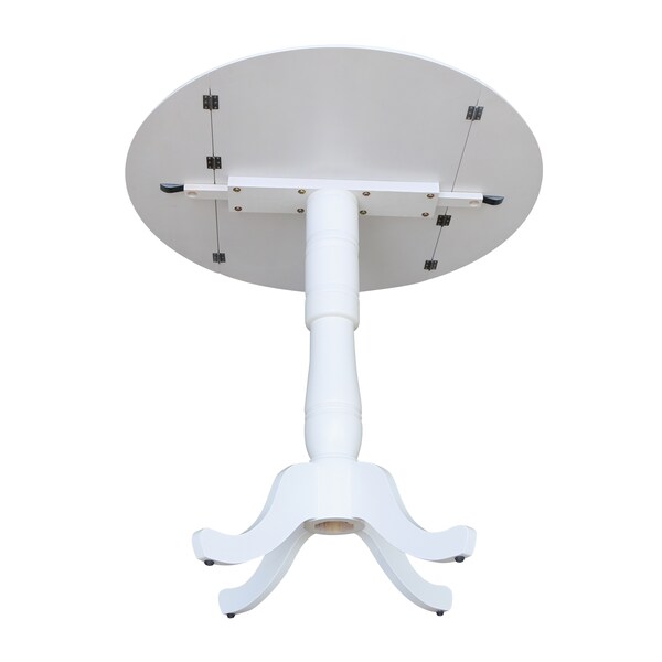 International Concepts Round 42, Round dual drop Leaf Pedestal Table, 41.5  inH, White, 42 in W, 42 in L, 41.5 in H, Wood - K08-42DPT-6B-2