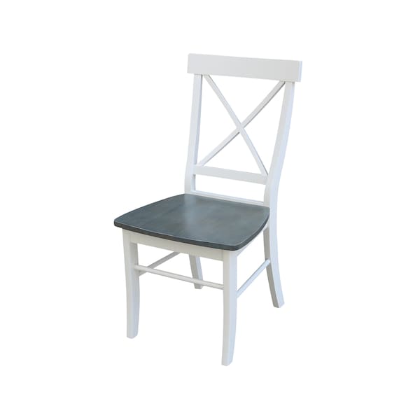 International Concepts Round 36 in Rd Extension Dining Table, 4 X-back Chairs, White/Heather Gray, 36 in W, 48 in L, Wood - K05-36RXT-27B-C613-4