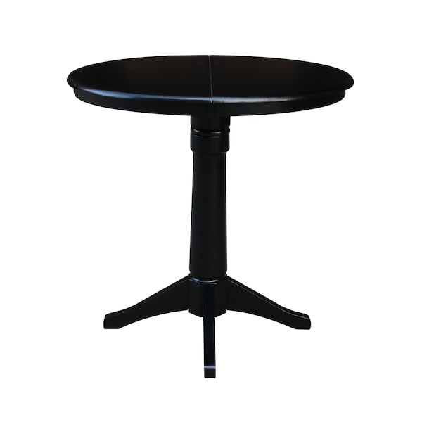International Concepts Round 36 in Rd Top Pedestal Table, 12 in Leaf, 34.9 inH, Adjustable Height, Black, 36 in W, 48 in L - K46-36RXT-27B-6B