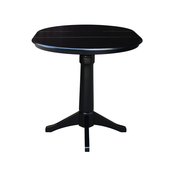 International Concepts Round 36 in Rd Top Pedestal Table, 12 in Leaf, 34.9 inH, Adjustable Height, Black, 36 in W, 48 in L - K46-36RXT-27B-6B