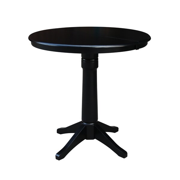 International Concepts Round 36 in Rd Top Pedestal Table, 12 in Leaf, 34.9 inH, Adjustable Height, Black, 36 in W, 48 in L - K46-36RXT-27B-6B