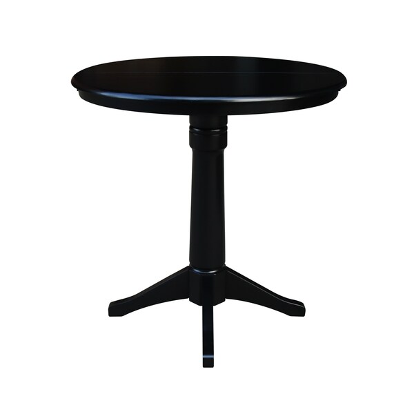 International Concepts Round 36 in Rd Top Pedestal Table, 12 in Leaf, 34.9 inH, Adjustable Height, Black, 36 in W, 48 in L - K46-36RXT-27B-6B