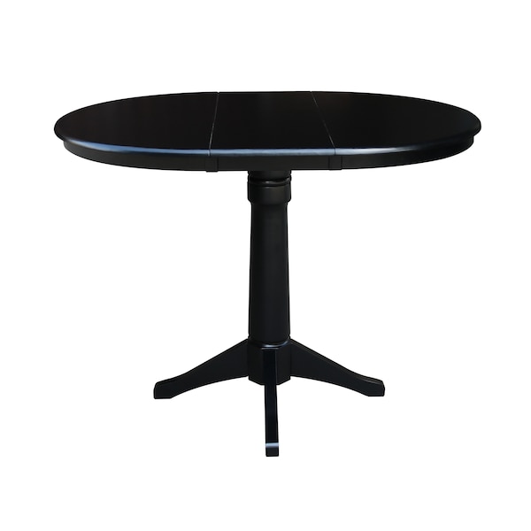 International Concepts Round 36 in Rd Top Pedestal Table, 12 in Leaf, 34.9 inH, Adjustable Height, Black, 36 in W, 48 in L - K46-36RXT-27B-6B
