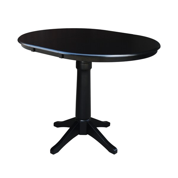International Concepts Round 36 in Rd Top Pedestal Table, 12 in Leaf, 34.9 inH, Adjustable Height, Black, 36 in W, 48 in L - K46-36RXT-27B-6B