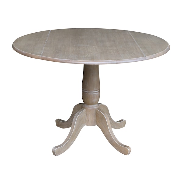 International Concepts Round 42 in Round Dual Drop Leaf Pedestal Table, 29.5 inH, Washed Gray Taupe, 42 in W, 42 in L - K09-42DPT