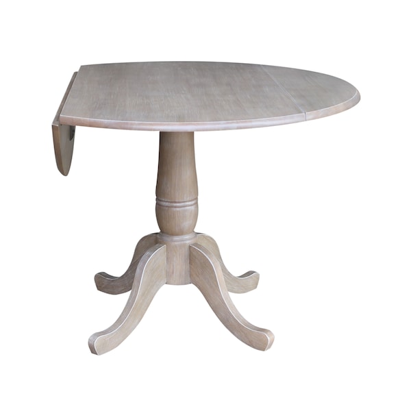 International Concepts Round 42 in Round Dual Drop Leaf Pedestal Table, 29.5 inH, Washed Gray Taupe, 42 in W, 42 in L - K09-42DPT