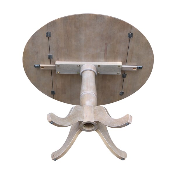 International Concepts Round 42 in Round Dual Drop Leaf Pedestal Table, 29.5 inH, Washed Gray Taupe, 42 in W, 42 in L - K09-42DPT