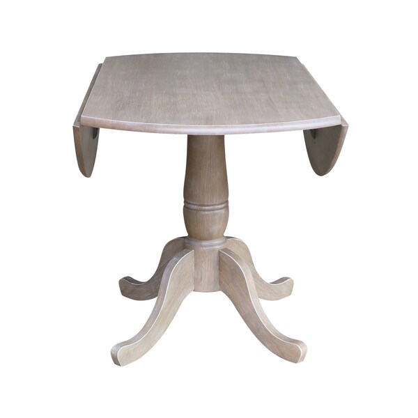 International Concepts Round 42 in Round Dual Drop Leaf Pedestal Table, 29.5 inH, Washed Gray Taupe, 42 in W, 42 in L - K09-42DPT