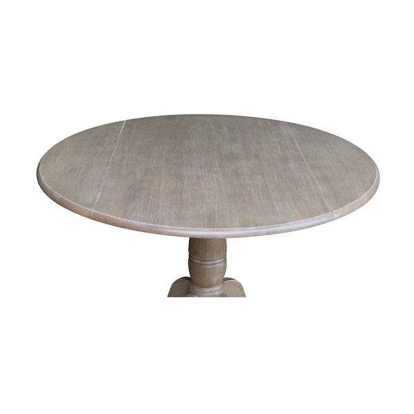 International Concepts Round 42 in Round Dual Drop Leaf Pedestal Table, 29.5 inH, Washed Gray Taupe, 42 in W, 42 in L - K09-42DPT