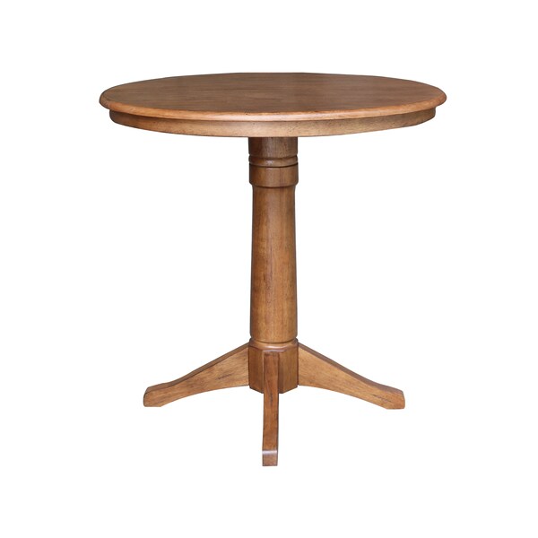 International Concepts Round 36 in Round Top Pedestal Table with 12 in Leaf, 36.1 in H, Distressed Oak, 36 in W, 48 in L - K42-36RXT-27B-6B