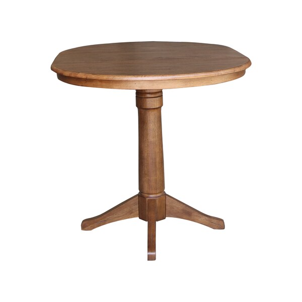 International Concepts Round 36 in Round Top Pedestal Table with 12 in Leaf, 36.1 in H, Distressed Oak, 36 in W, 48 in L - K42-36RXT-27B-6B