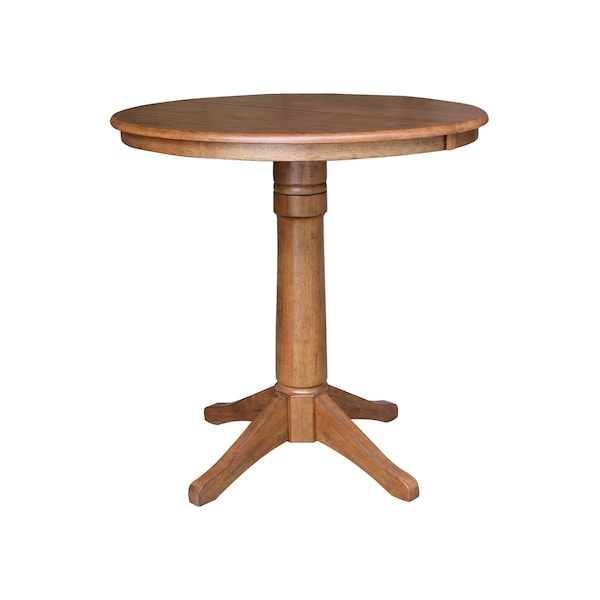 International Concepts Round 36 in Round Top Pedestal Table with 12 in Leaf, 36.1 in H, Distressed Oak, 36 in W, 48 in L - K42-36RXT-27B-6B