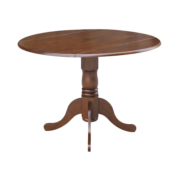 International Concepts Round 42 in Round Dual Drop Leaf Pedestal Table, Espresso, 42 in W, 42 in L, 29.5 in H, Wood - T581-42DP