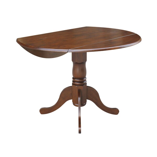 International Concepts Round 42 in Round Dual Drop Leaf Pedestal Table, Espresso, 42 in W, 42 in L, 29.5 in H, Wood - T581-42DP