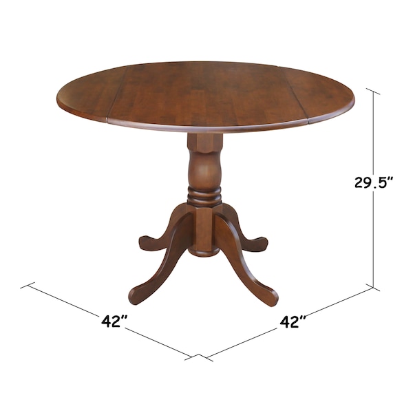 International Concepts Round 42 in Round Dual Drop Leaf Pedestal Table, Espresso, 42 in W, 42 in L, 29.5 in H, Wood - T581-42DP