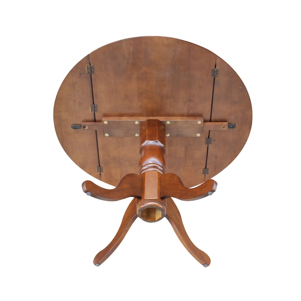 International Concepts Round 42 in Round Dual Drop Leaf Pedestal Table, Espresso, 42 in W, 42 in L, 29.5 in H, Wood - T581-42DP