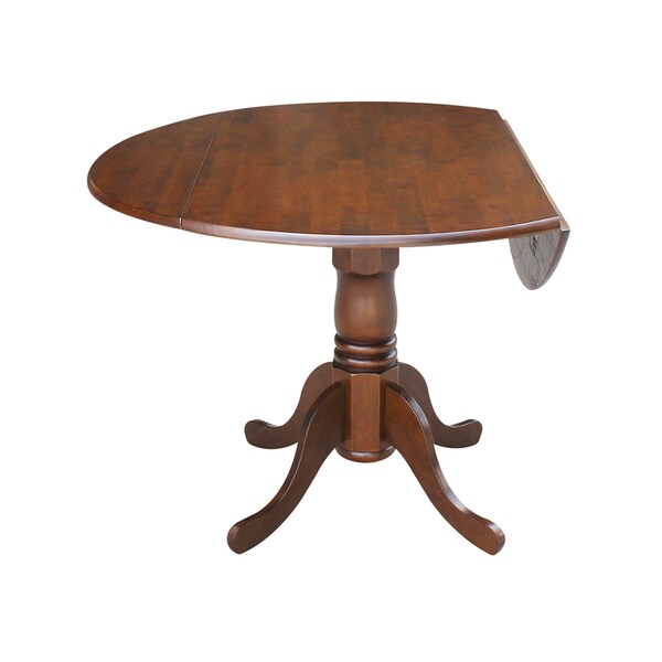 International Concepts Round 42 in Round Dual Drop Leaf Pedestal Table, Espresso, 42 in W, 42 in L, 29.5 in H, Wood - T581-42DP