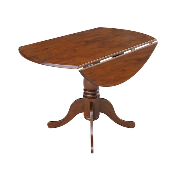 International Concepts Round 42 in Round Dual Drop Leaf Pedestal Table, Espresso, 42 in W, 42 in L, 29.5 in H, Wood - T581-42DP
