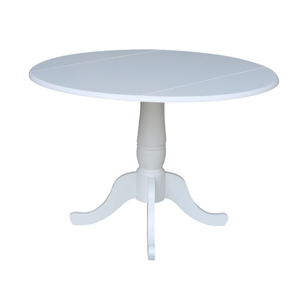 International Concepts Round 42, Round dual drop Leaf Pedestal Table, 29.5  inH, White, 42 in W, 42 in L, 29.5 in H, Wood - K08-42DPT