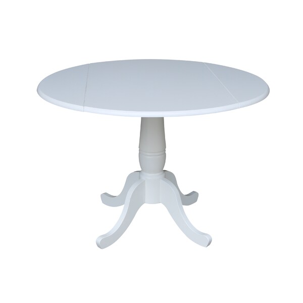 International Concepts Round 42, Round dual drop Leaf Pedestal Table, 29.5  inH, White, 42 in W, 42 in L, 29.5 in H, Wood - K08-42DPT