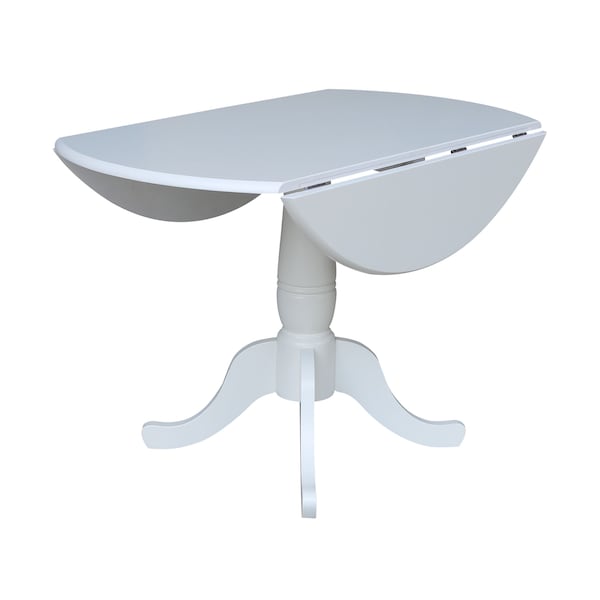 International Concepts Round 42, Round dual drop Leaf Pedestal Table, 29.5  inH, White, 42 in W, 42 in L, 29.5 in H, Wood - K08-42DPT