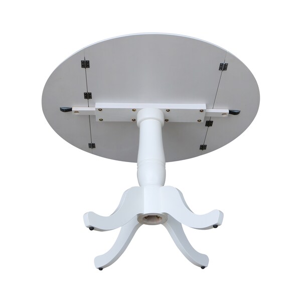 International Concepts Round 42, Round dual drop Leaf Pedestal Table, 29.5  inH, White, 42 in W, 42 in L, 29.5 in H, Wood - K08-42DPT
