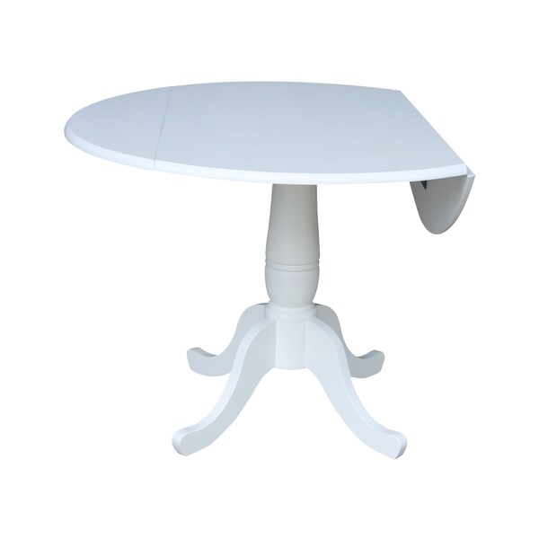 International Concepts Round 42, Round dual drop Leaf Pedestal Table, 29.5  inH, White, 42 in W, 42 in L, 29.5 in H, Wood - K08-42DPT