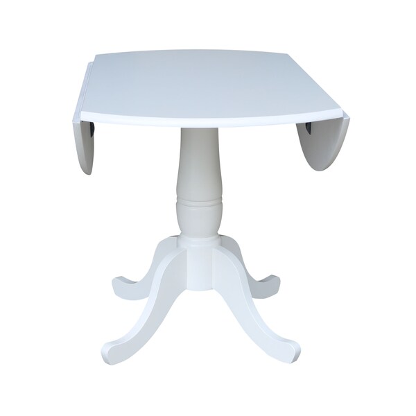 International Concepts Round 42, Round dual drop Leaf Pedestal Table, 29.5  inH, White, 42 in W, 42 in L, 29.5 in H, Wood - K08-42DPT