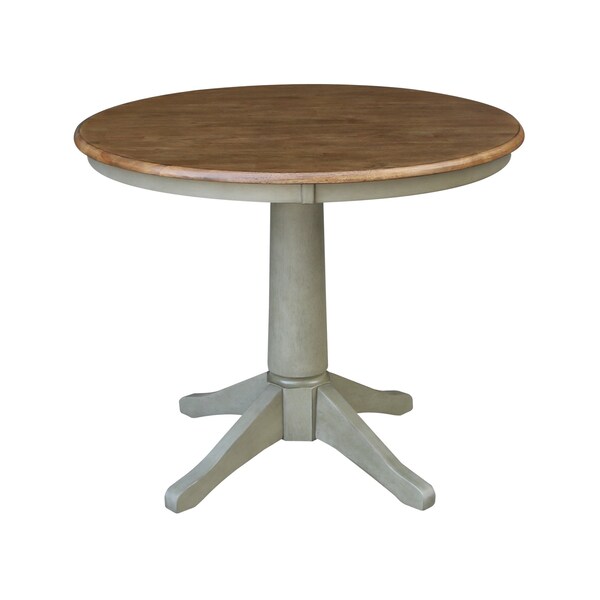 International Concepts 36 in. Round Top Pedestal Dining Table with 2 Madrid LadderBack Chairs - 3 Piece Dining Set - K41-36RT-27B-C2-2