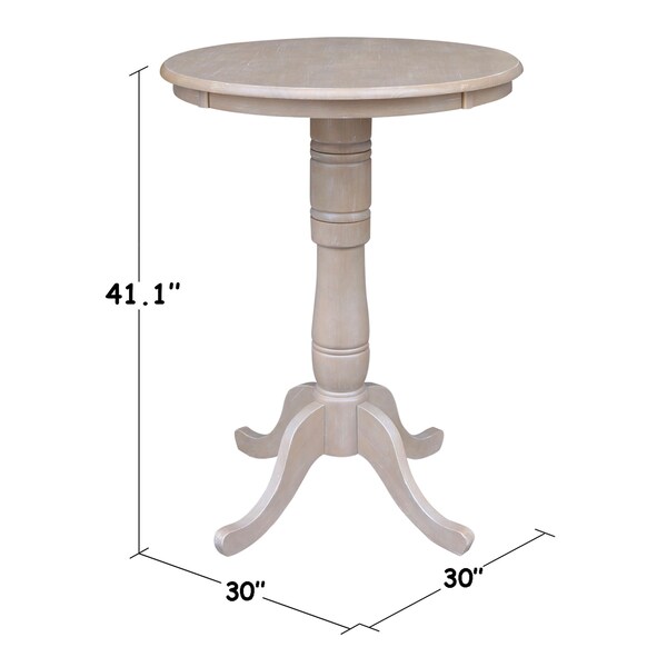 International Concepts Round 30 in Round Top Pedestal Table, 40.9 inH, Washed Gray Taupe, 30 in W, 30 in L, 40.9 in H - K09-30RT-6B-2
