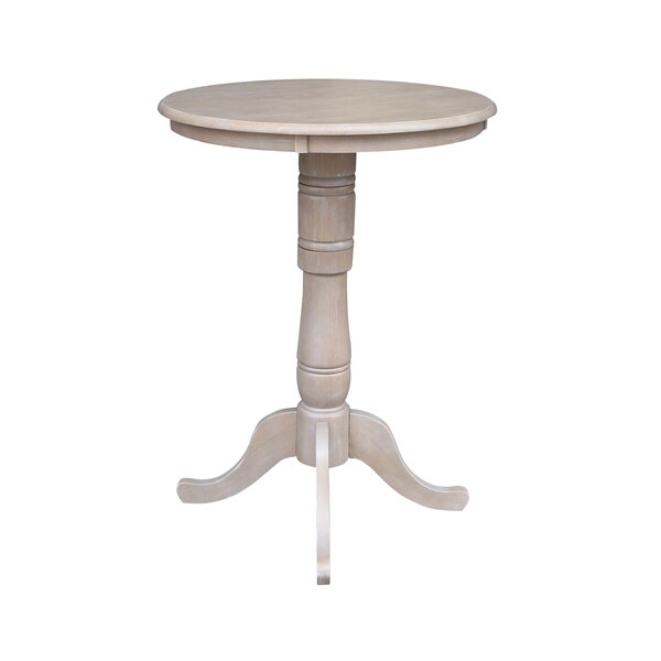 International Concepts Round 30 in Round Top Pedestal Table, 40.9 inH, Washed Gray Taupe, 30 in W, 30 in L, 40.9 in H - K09-30RT-6B-2