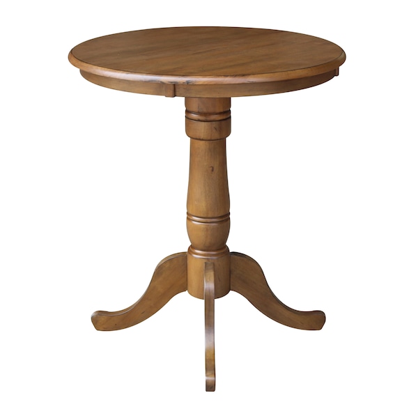 International Concepts Round 30 in Round Top Pedestal Table, 40.9 inH, Pecan, 30 in W, 30 in L, 40.9 in H, Wood, Pecan - K59-30RT-6B-2