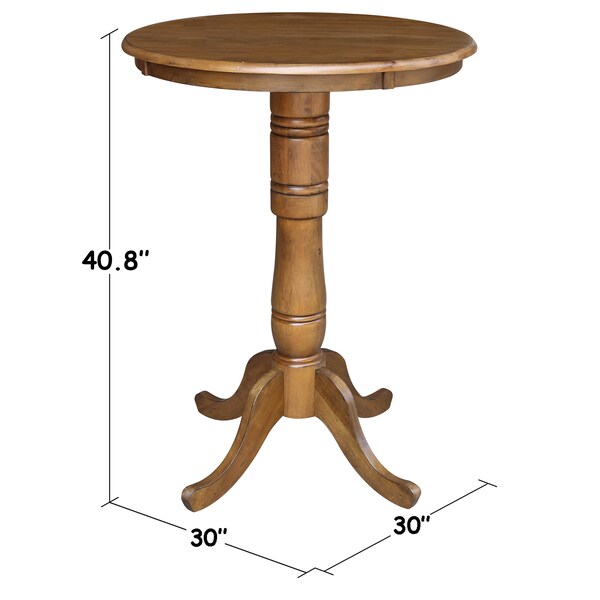 International Concepts Round 30 in Round Top Pedestal Table, 40.9 inH, Pecan, 30 in W, 30 in L, 40.9 in H, Wood, Pecan - K59-30RT-6B-2