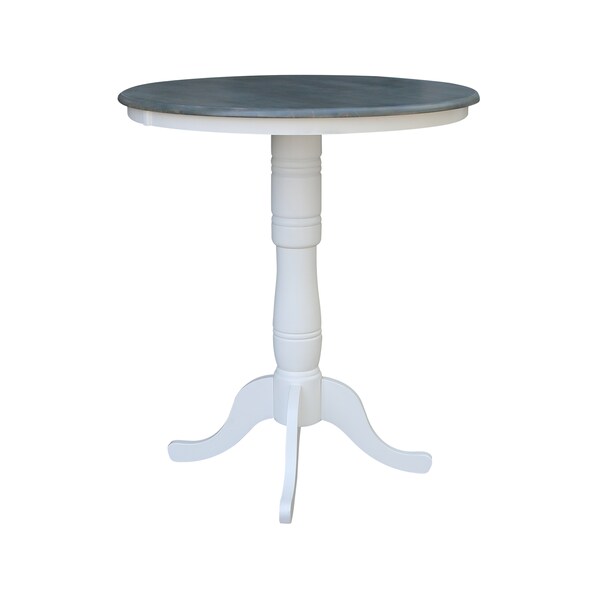 International Concepts Round 36 in Rd Top Pedestal Table, Bar Ht, White/Heather Gray, 36 in W, 36 in L, 41.1 in H, Wood - K05-36RT-6B-2