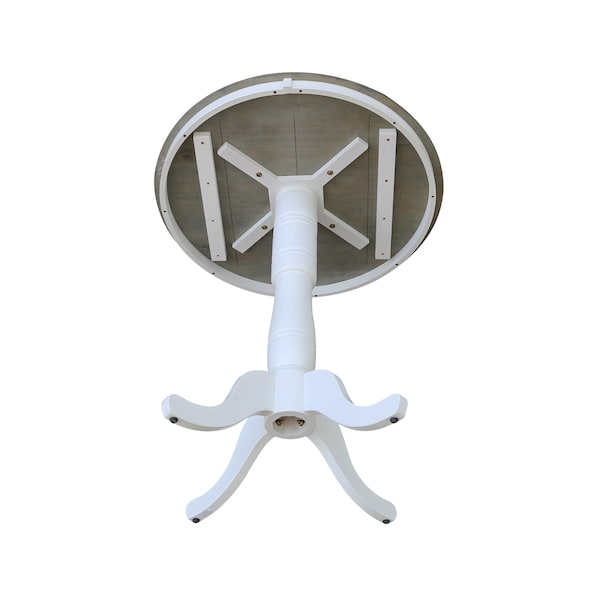 International Concepts Round 36 in Rd Top Pedestal Table, Bar Ht, White/Heather Gray, 36 in W, 36 in L, 41.1 in H, Wood - K05-36RT-6B-2
