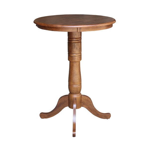 International Concepts Round 30 in Round Top Pedestal Table, 41.1 in Height, Distressed Oak, 30 in W, 30 in L, 41.1 in H - K42-30RT-6B-2