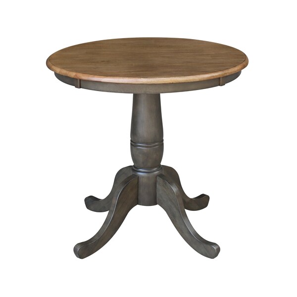 International Concepts 30 in. Round Pedestal Dining Table with 2 Madrid LadderBack Chairs - K45-30RT-C2-2