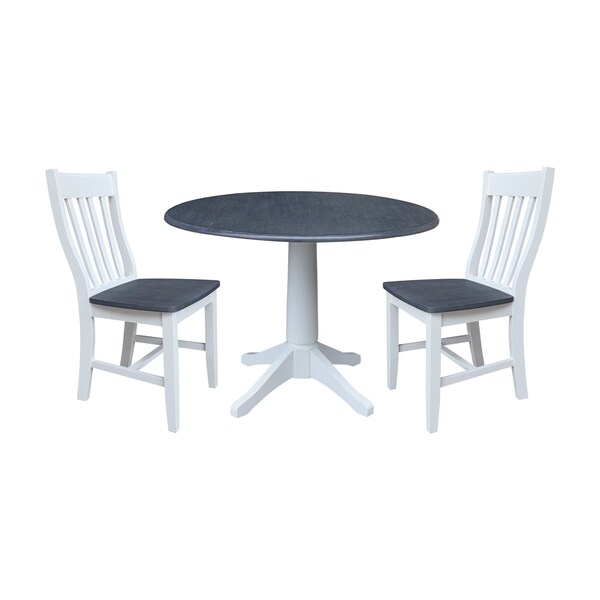 Whitewood Industries Extension Dining Tables, 45 in L, 38 in H, Parawood, 3 Piece Set - K05-42DPT-27-C61-2
