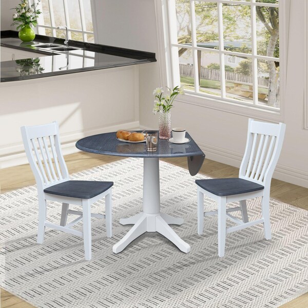 Whitewood Industries Extension Dining Tables, 45 in L, 38 in H, Parawood, 3 Piece Set - K05-42DPT-27-C61-2
