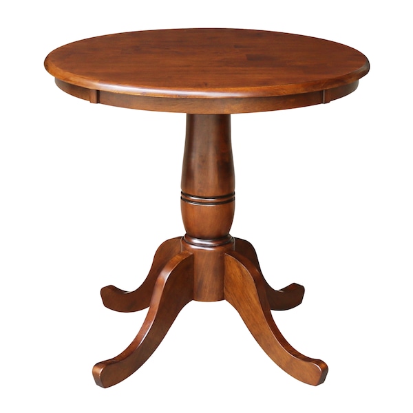 International Concepts Round 30 in Round Top Pedestal Table, 28.9 inH, Espresso, 30 in W, 30 in L, 28.9 in H, Wood - K581-30RT
